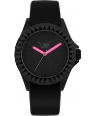 LTD Watch LTD-290107 Unisex Limited Edition Black Dial Shocking Pink Hands Rubber Strap Watch