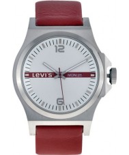 Levis L007GUCWRR Mens Silver Dial Red Leather Strap Watch