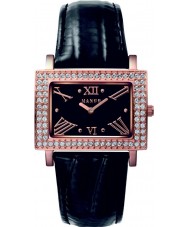Mango QM281.11.02 Ladies Samba Black Dial Leather Strap Watch