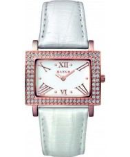 Mango QM281.32.01 Ladies Samba White Dial Pearl White Leather Strap Watch