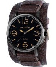 Kahuna KUC-0052G Mens Oversized Brown Leather Cuff Watch
