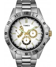 Timex T2N515 Mens Style Retrograde White All Steel Watch