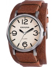 Kahuna KUC-0053G Mens Oversized Tan Leather Cuff Watch