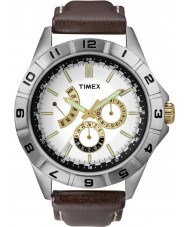 Timex T2N517 Mens Style Retrograde White All Brown Watch