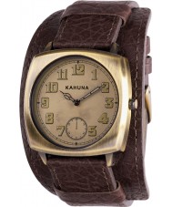 Kahuna KUC-0058G Mens Vintage Brown Leather Cuff Watch