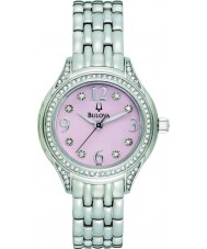 Bulova 96X124 Ladies Crystal Silver Pink Watch