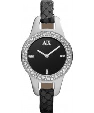 Armani Exchange AX4132 Ladies Black Stamped Python Leather Watch