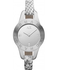 Armani Exchange AX4128 Ladies Silver Stamped Python Leather Watch