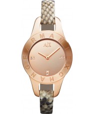 Armani Exchange AX4129 Ladies Rose Gold Stamped Python Leather Watch
