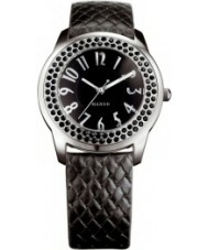 Mango QM781.11.02 Ladies Black Swarovski Crystal Bezel With Black Leather Strap Watch