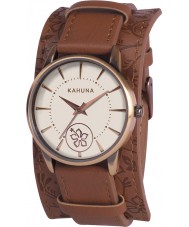 Kahuna KLS-0244L Ladies Brown Floral Pattern Strap Watch