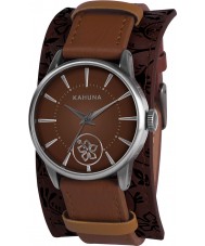 Kahuna KLS-0245L Ladies Dark Brown Floral Cuff Watch