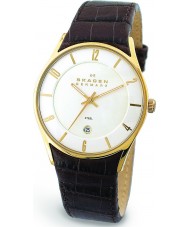 Skagen 474XLGL Mens Leather Gold Brown Watch