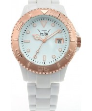 LTD Watch LTD-020701 Unisex Plastic 3 Hand Watch With Rose Gold Bezel And White Dial