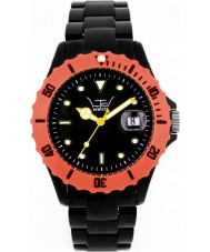 LTD Watch LTD-030508 Unisex Black Plastic Watch With Orange Bezel And Black Dial