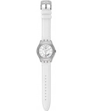 Swatch Mens In A Joyful Mode White Leather Strap Watch