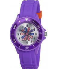 Tikkers TK0053 Girls Purple Glitter Flower Watch