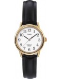 Timex T20433 Ladies Gold Case Black Leather Strap Watch