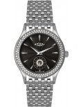 Rotary LB02908-04 Ladies Stone Set Black Dial Ss Bracelet Watch