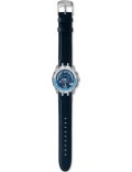 Swatch YRS421 Just Light Mens Blue Dial Blue Leather Strap Watch