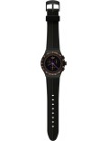 Swatch YOB102 Mens Purple In Dark Black Rubber Strap Watch
