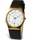 Skagen 233XXLGL Mens Leather White Brown Watch